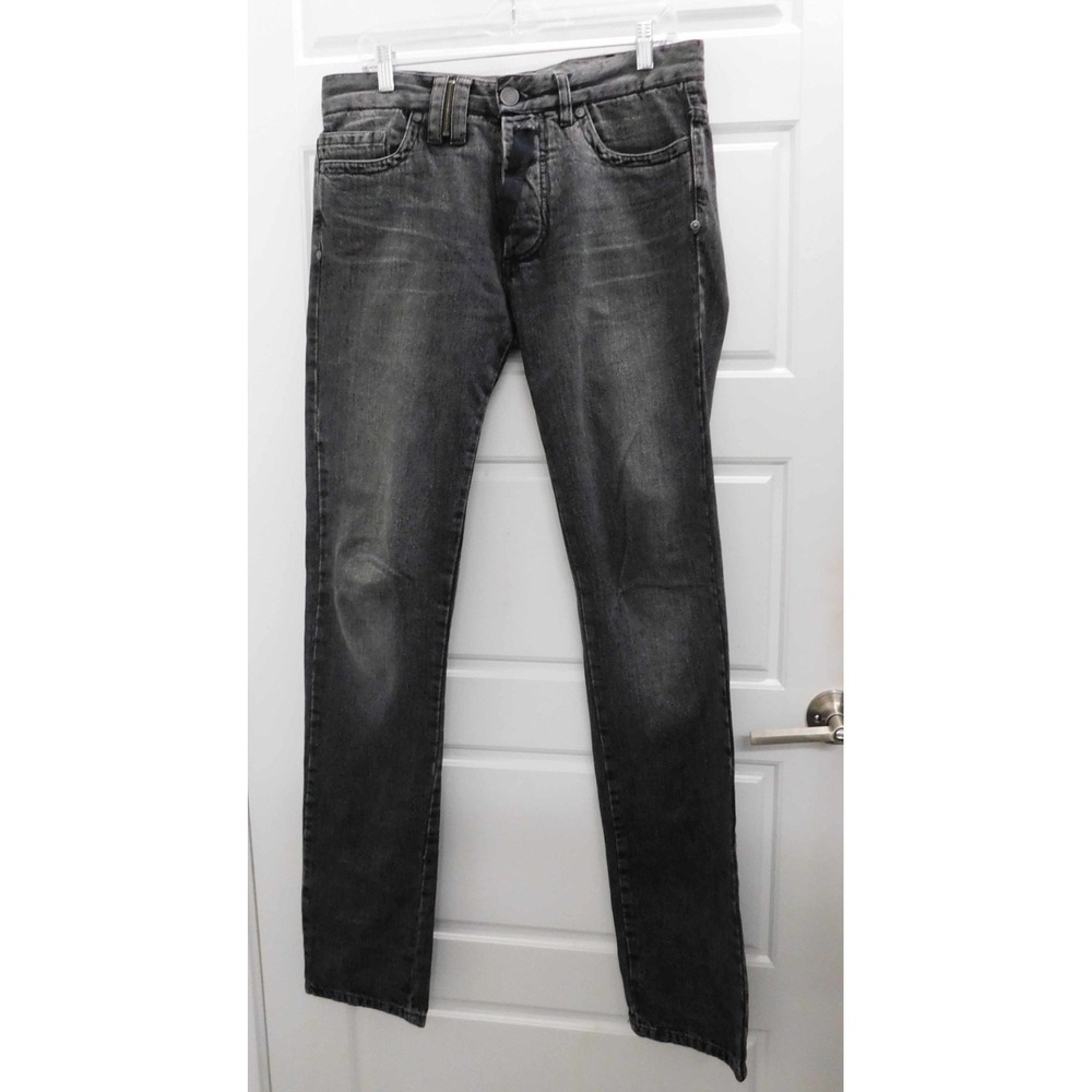 JOHN GALLIANO AUV207L WASHED CREASED BLACK DENIM JEANS‎ Italy 34 Waist